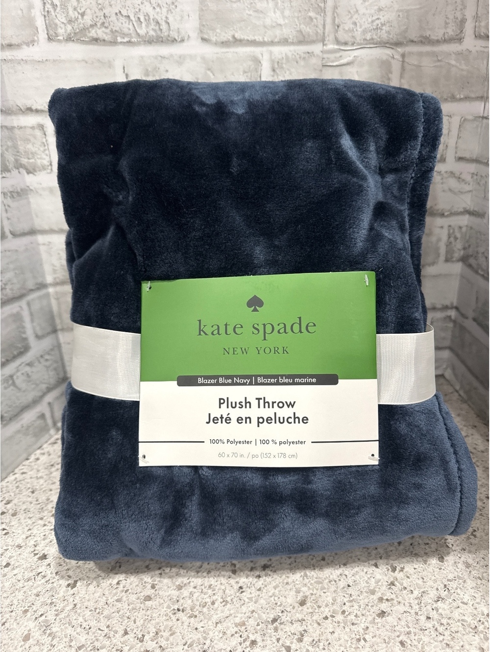 Kate Spade New York Blazer Blue Navy Plush Throw Blanket 60x70